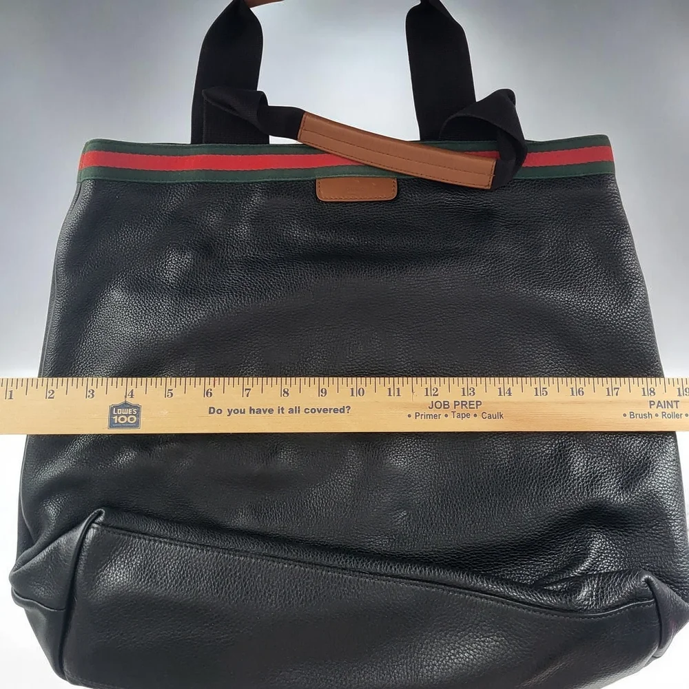 Gucci Black and Brown Tote Bag with Red Stripe
